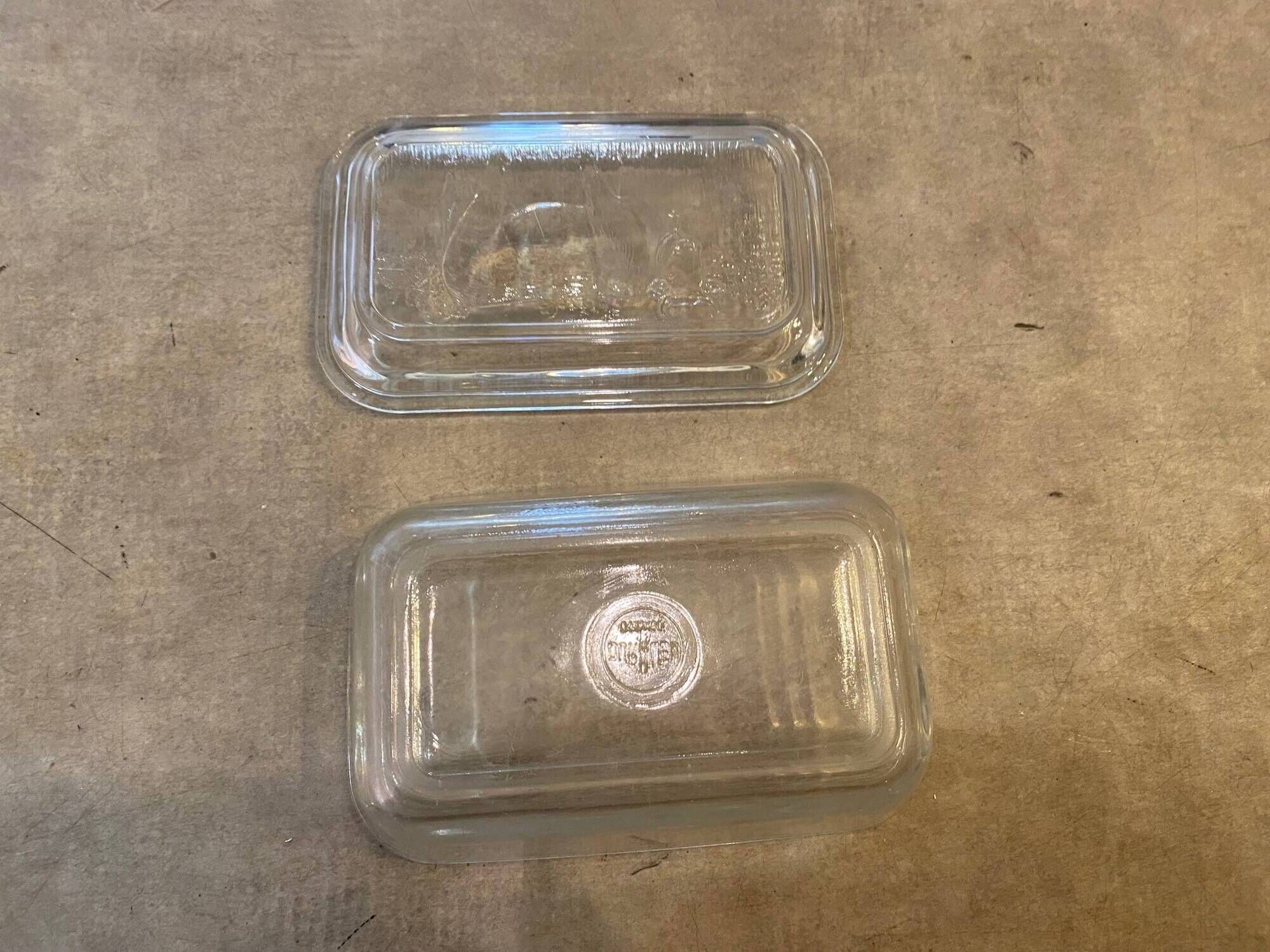 Old butter dish with glass cow decor brand duralex vintage 1970s