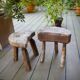 Pair of brutalist tripod stools in grayed pine. France, 1950s