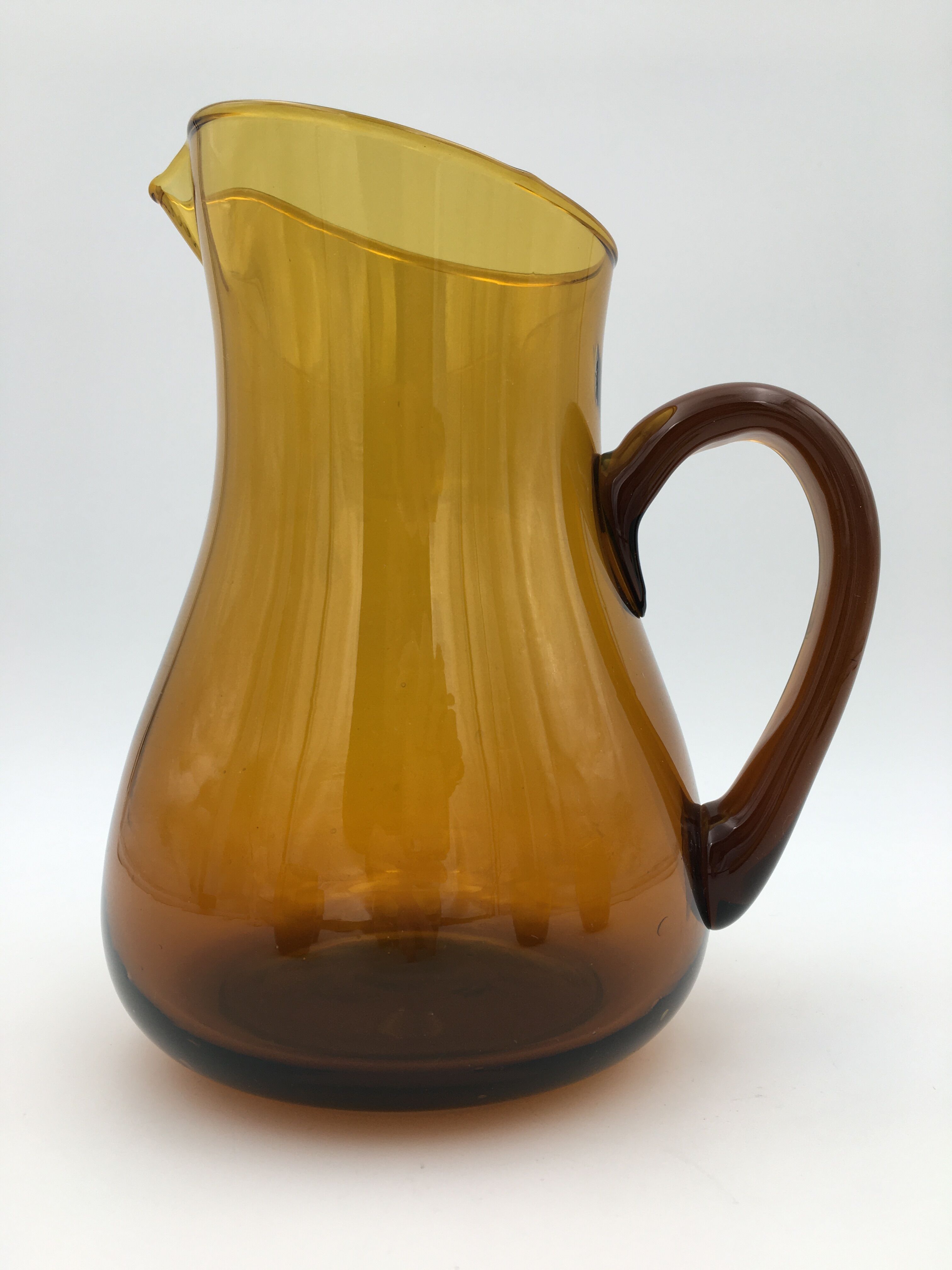Vintage amber glass orangeade service, 1970