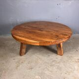 Brutalist oak coffee table thee legs