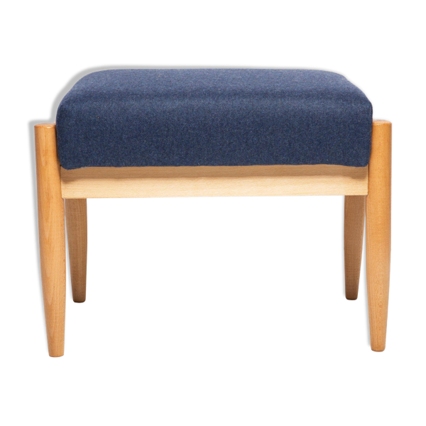 Tabouret vintage en laine bleu marine style milieu du siècle, Edmund Homa, années 1960
