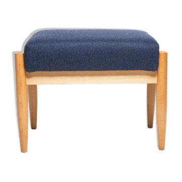 Vintage navy blue wool stool in mid-century style, Edmund Homa, 1960s.
