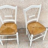 Pair of Vintage WHITE Straw CHAIRS