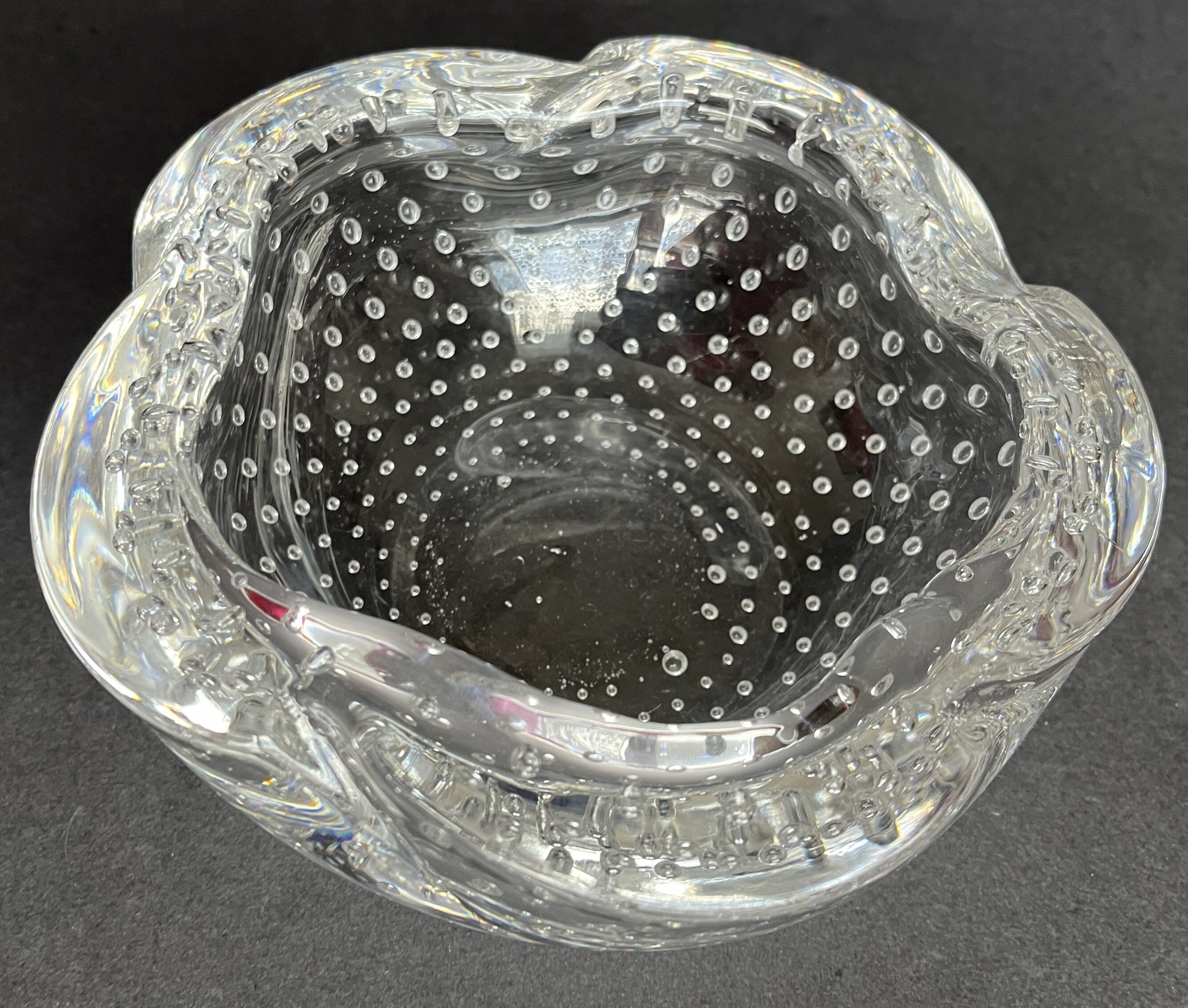 Cendrier Daum en cristal bullé