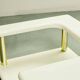 White High Gloss Free Form Italian Design Coffee Table w. Brass Accents 70s