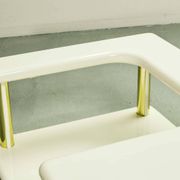 White High Gloss Free Form Italian Design Coffee Table w. Brass Accents 70s