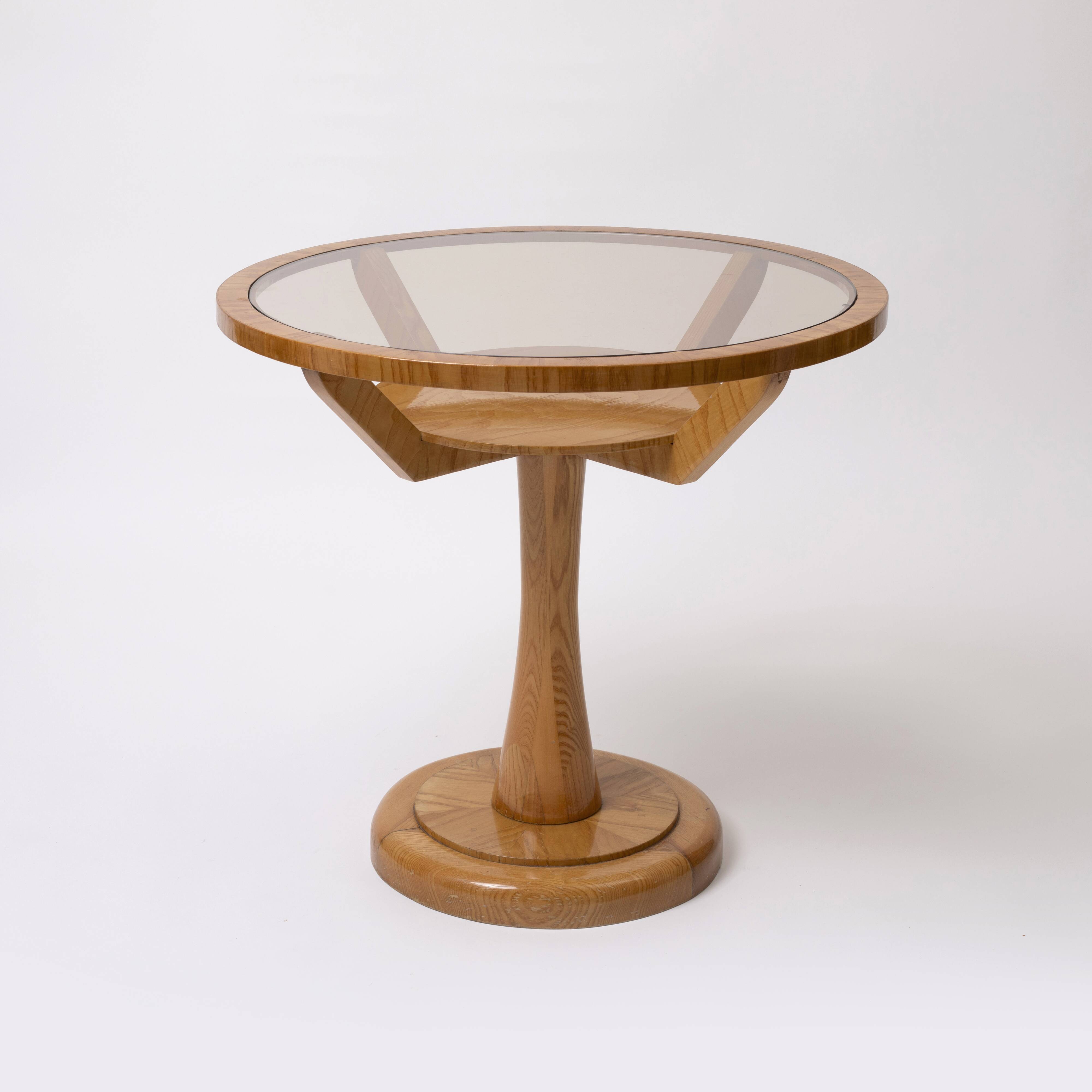 Ocassionall / console table in ash and smoked glass , 1950s, Czechoslovakia