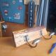Vintage coat hook in solid wood and metal –