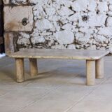 Travertine coffee table in the style of Angelo Mangiarotti, 1970.