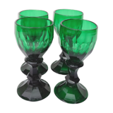 Lot of 4 liquor glasses in green crystal