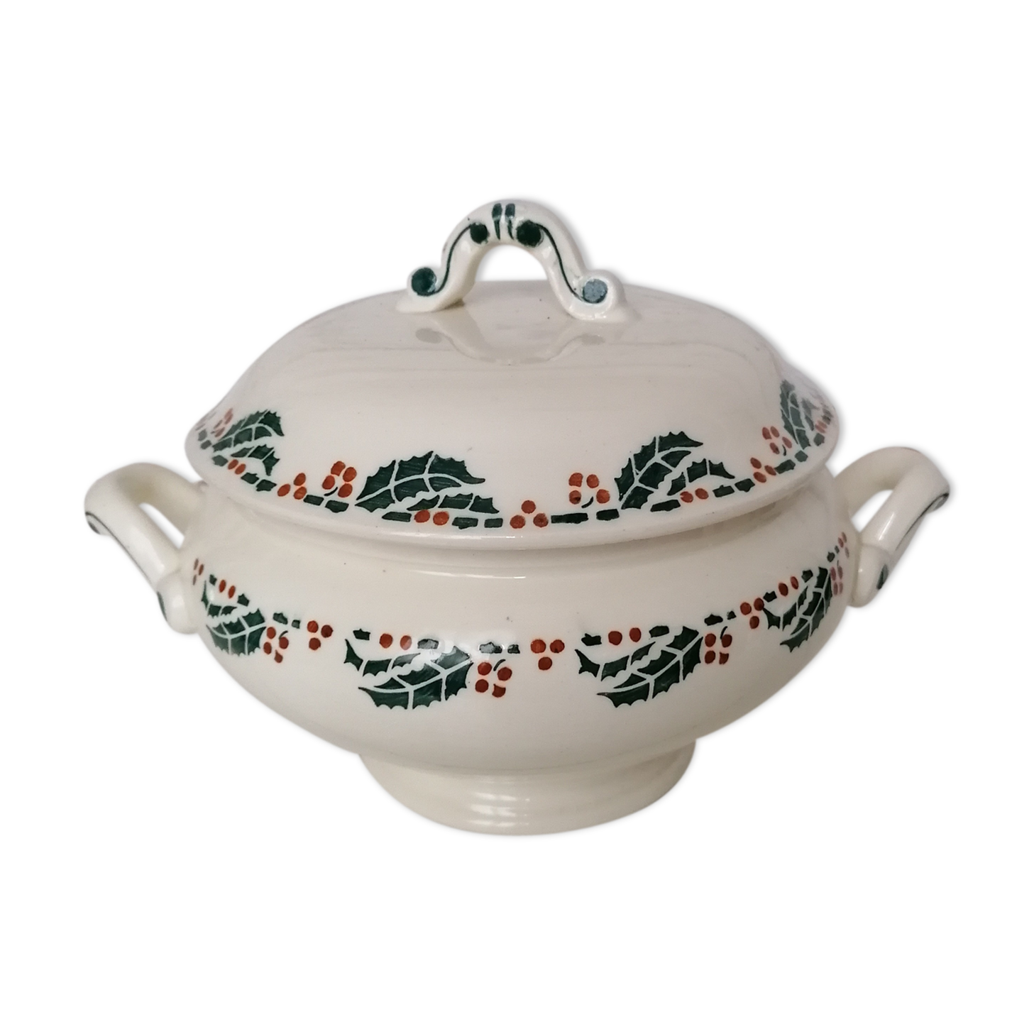 Soupière en faïence, modèle houx