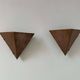 Pair of vintage geometric wall lights, patinated copper, France 1960