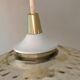 Globe pendant lamp in bubbled amber glass / vintage 60s-70s