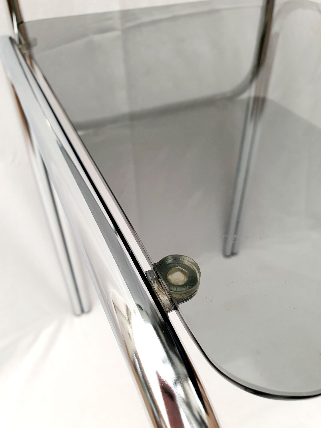 Design console 70 metal chromed smoked glass