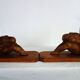 Vintage wooden bookends weeping Buddha