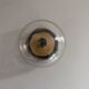Flush glass shade with bubble texture and brass base by Hillebrand, 1960s, Germany.