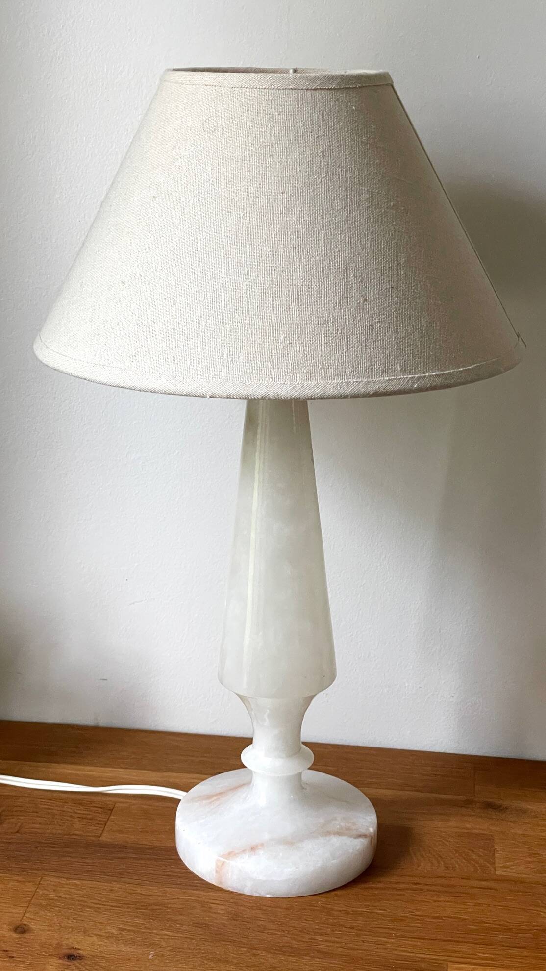 Vintage geometric alabaster stone lamp