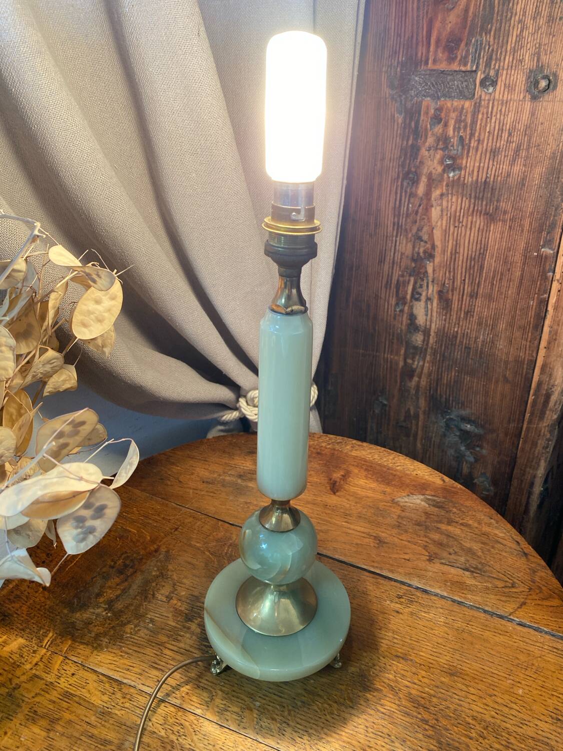 Onyx and brass lamp