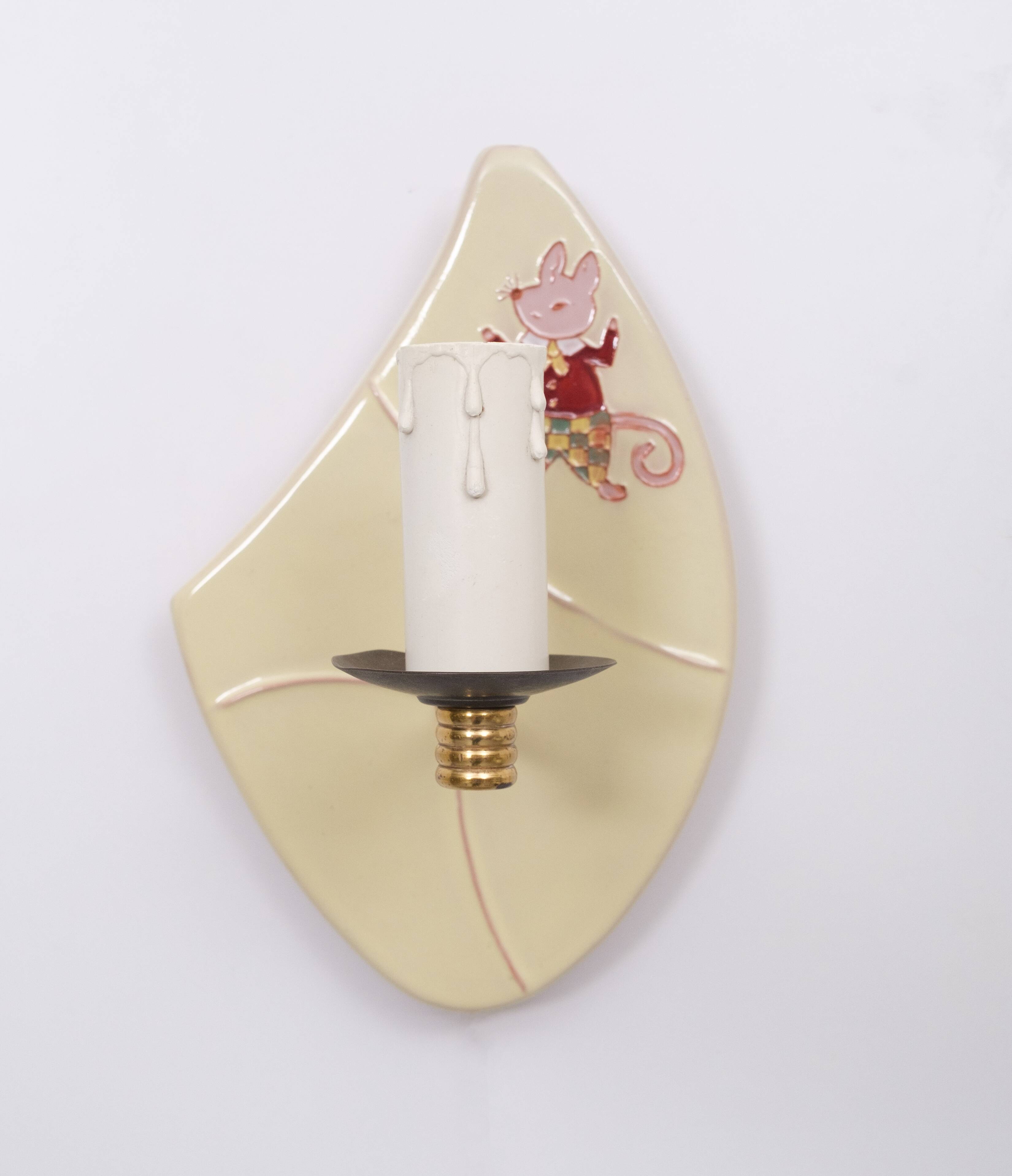 Ceramic children wall lamps, 1950s