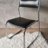 Vintage 70s black skai sled chair