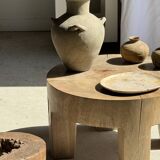 Oval petrified wood dish or bowl with grey edges D28x24 -3779