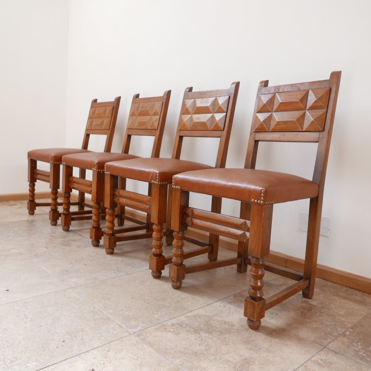 Set of four french deco dining chairs