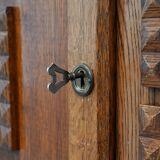 Oak Sculpted Art Deco Cabinet by Charles Dudouyt France, 1930s