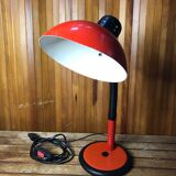 Old aluminor articulated lamp red & black metal 1970s vintage #a545