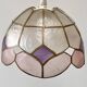 Pendant lamp in mother-of-pearl and brass arlequin pink