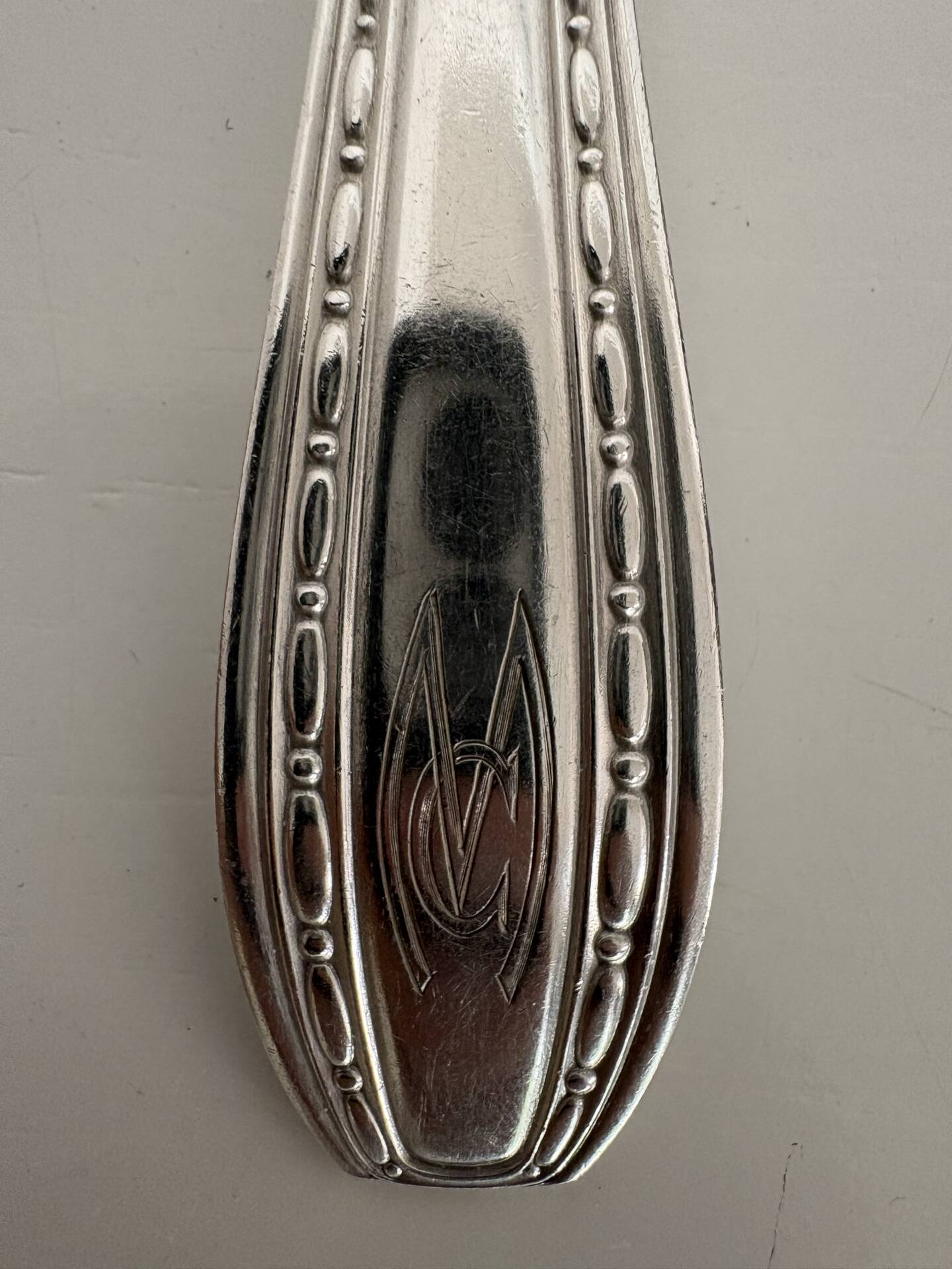 Large serving spoon / Ercuis spoon in silver-plated metal