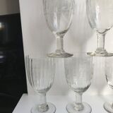 set of 6 large crystal wine glasses engraved early twentieth century