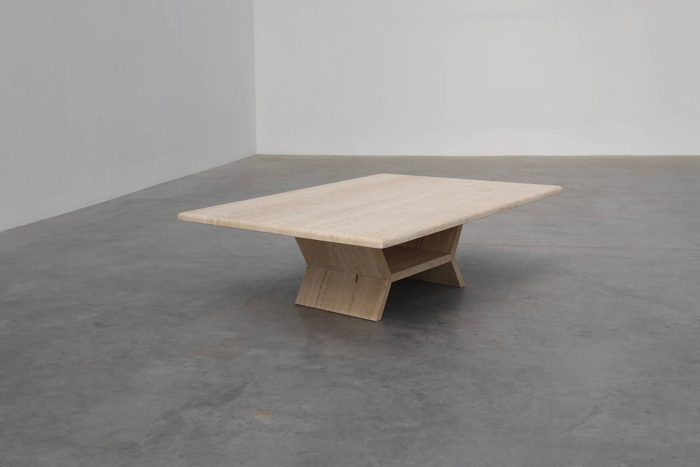 Sculptural geometric rectangular travertine coffee, Italy 1960s