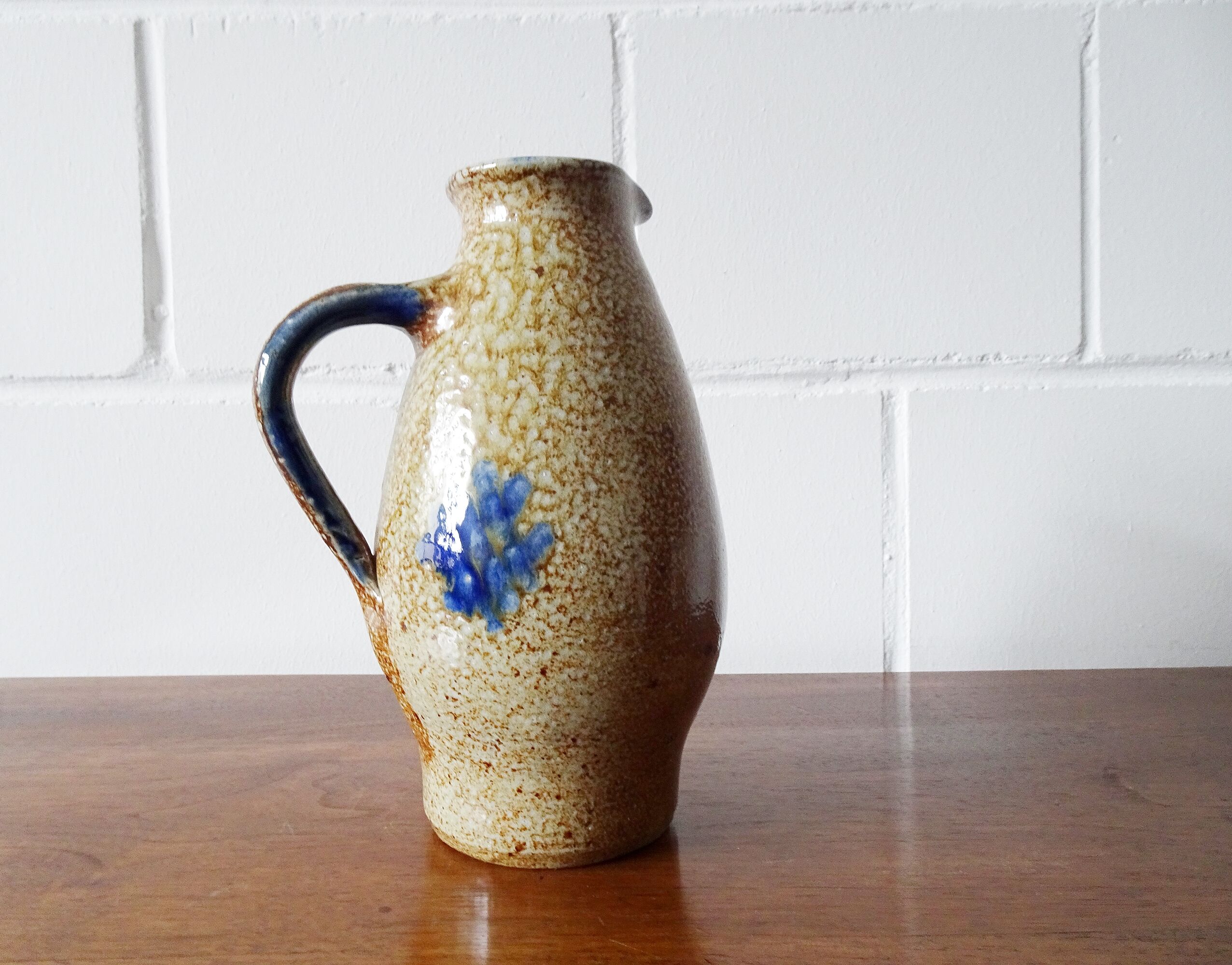 large ceramic jug with salt glaze, studio pottery