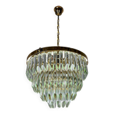 Lustre en verre taillé Murano à quatre niveaux par Venini, Italie, années 1970.