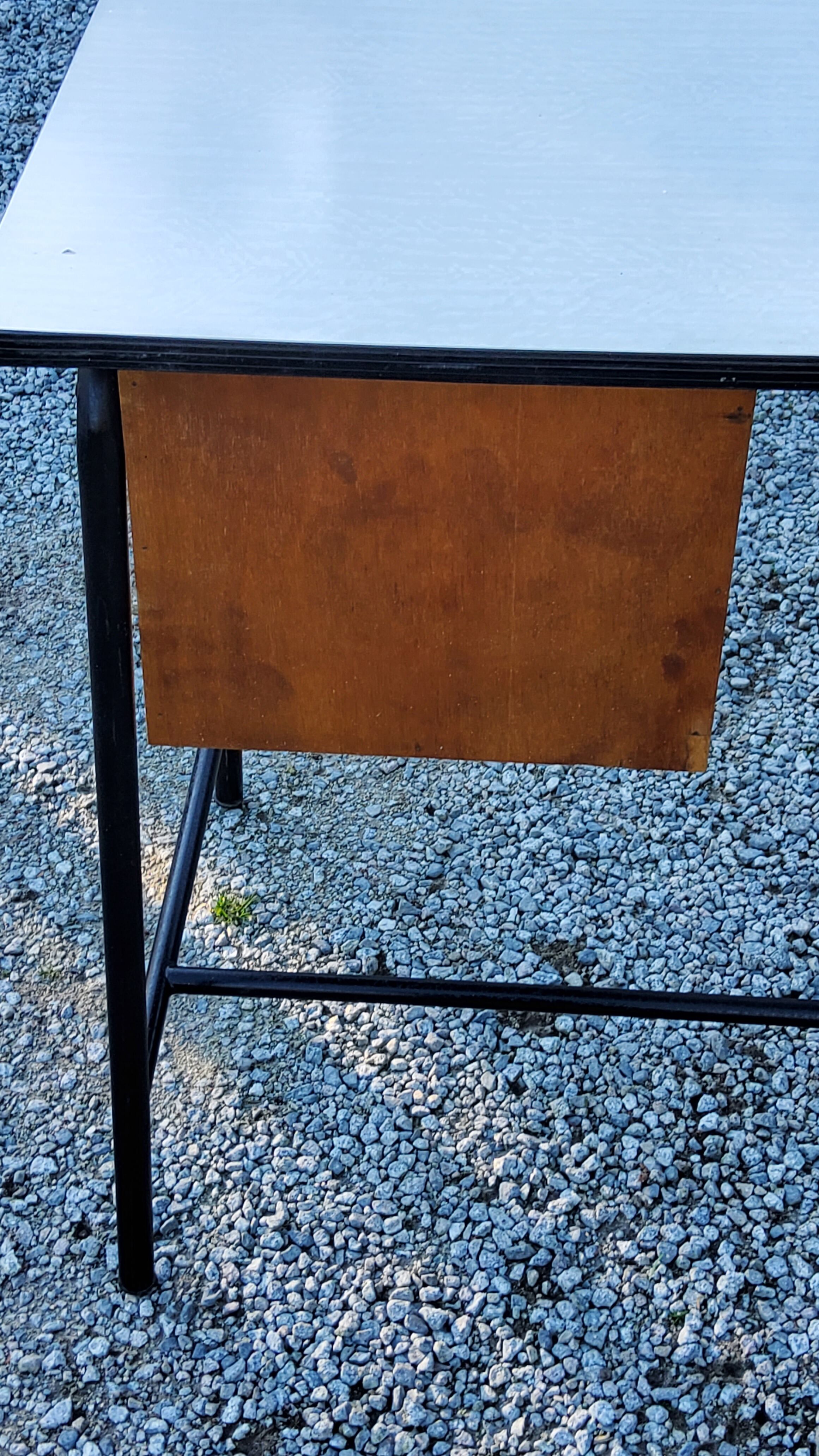 Office of 50/60s in formica base tubes black metal 3 drawers