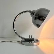 Vintage table lamp, modernist chrome metal, France 1930