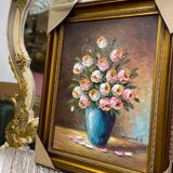 Pink and white flower pot painting