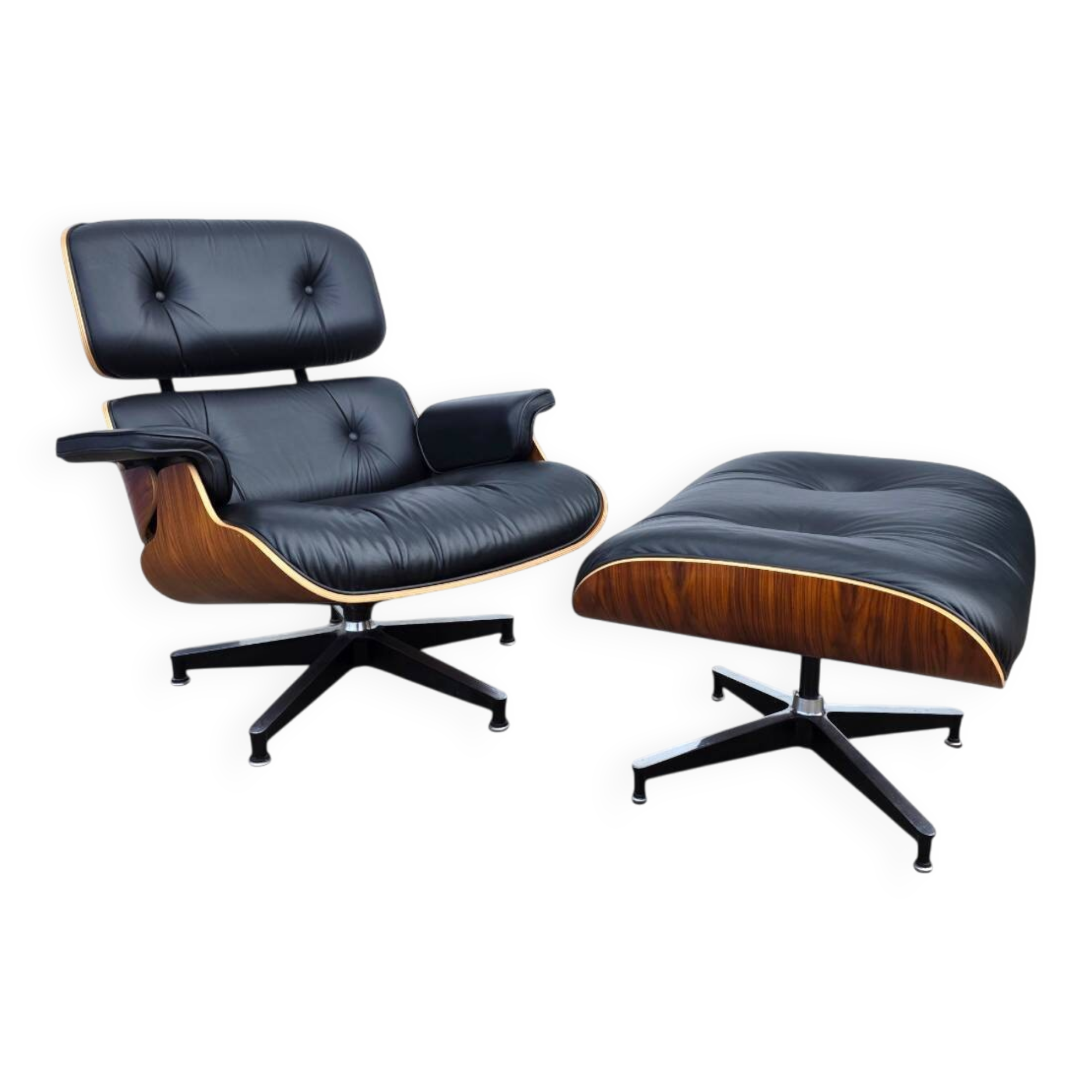 Black & Santos Herman Miller Original Eames Lounge Chair & Ottoman
