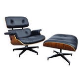 Black & Santos Herman Miller Original Eames Lounge Chair & Ottoman