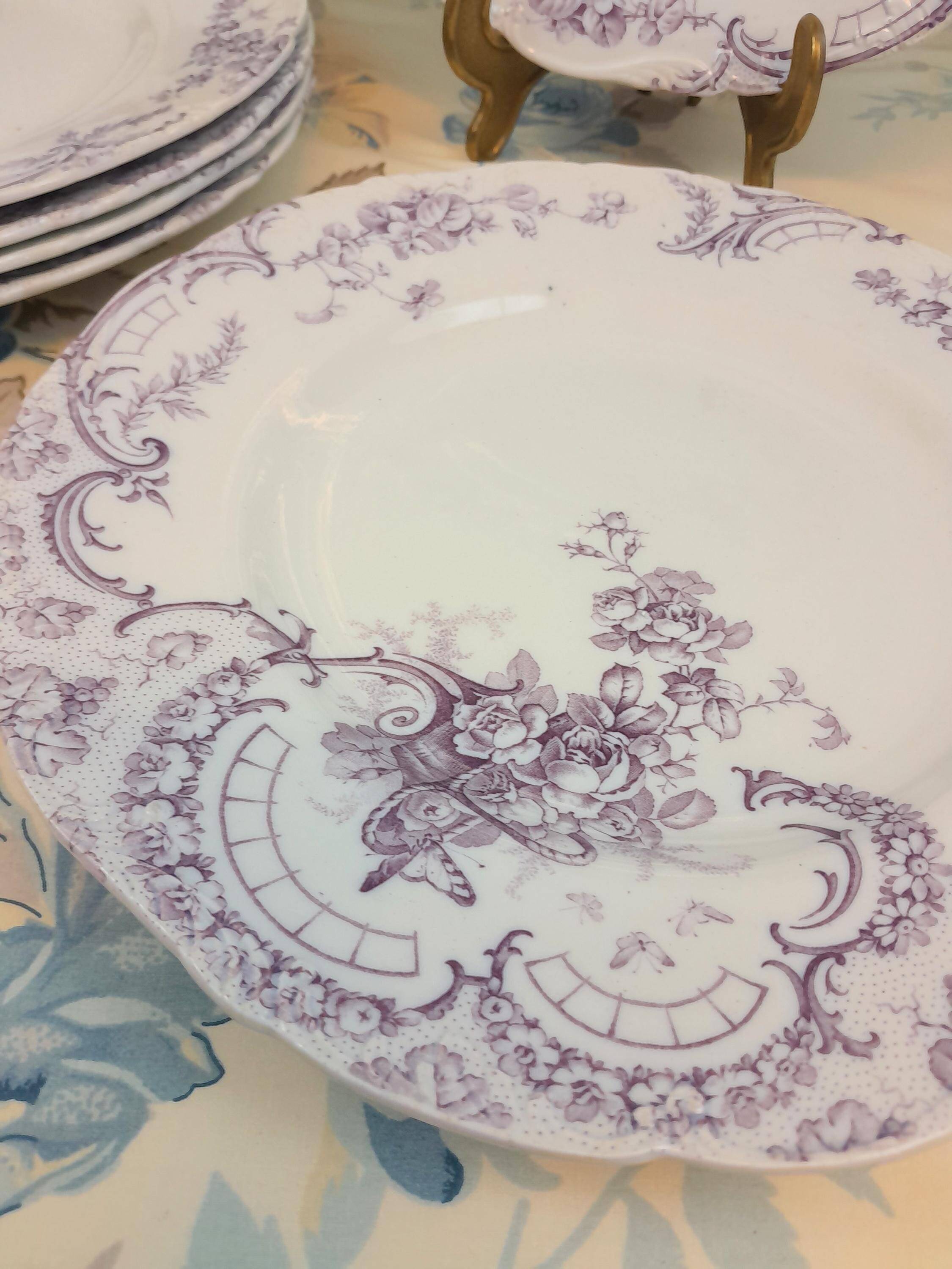 6 Assiettes plates en faïence Cauldon Clarence