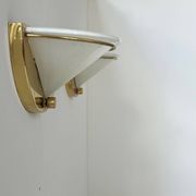 Pair of vintage wall lights, brass and opaline glass, Italy 1970