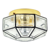Mid-Century Modern Glass & Brass Ceiling Light from Limburg, Germany, 1960s