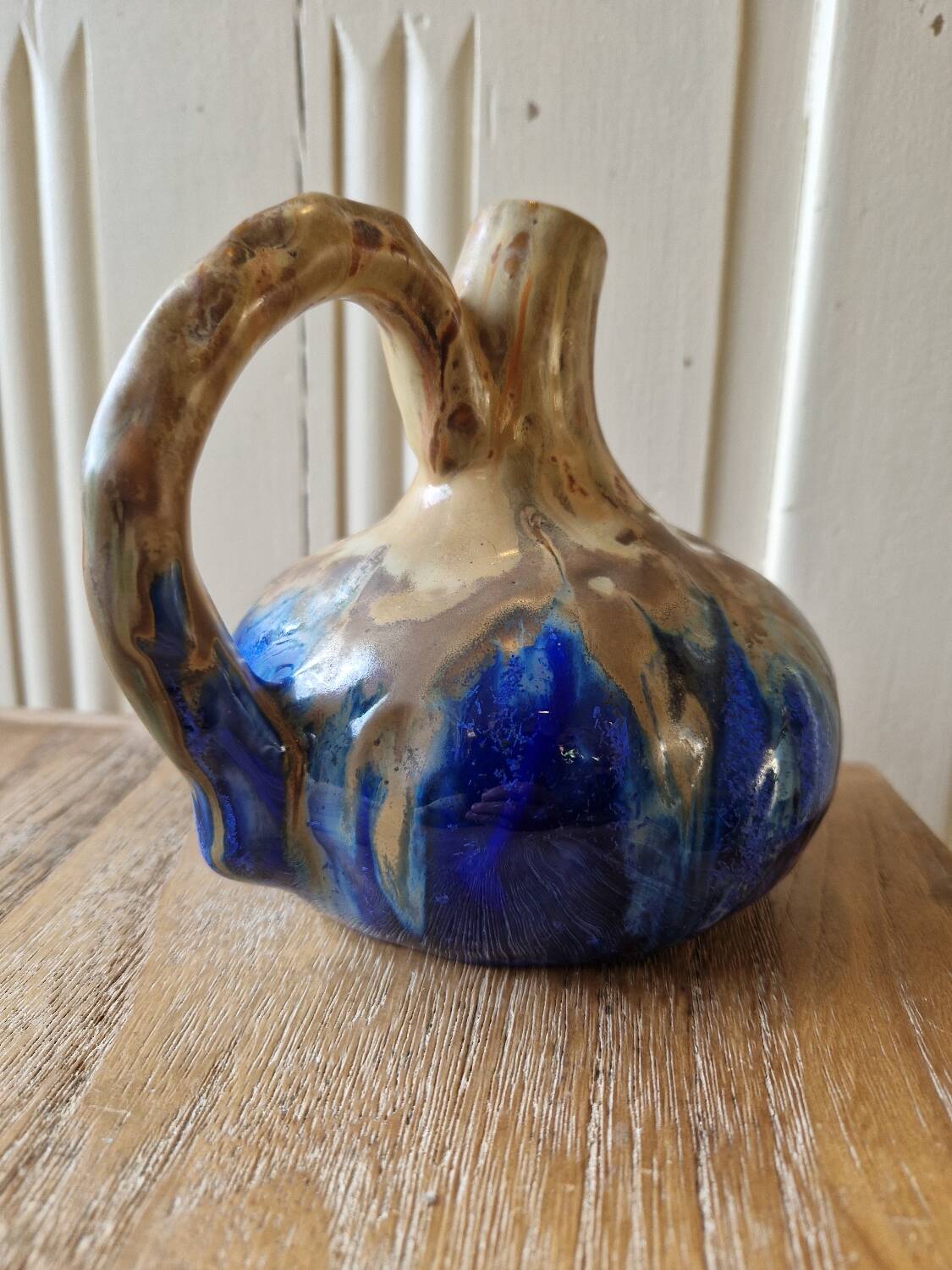 jug or carafe signed Gilbert Méténier enamelled stoneware