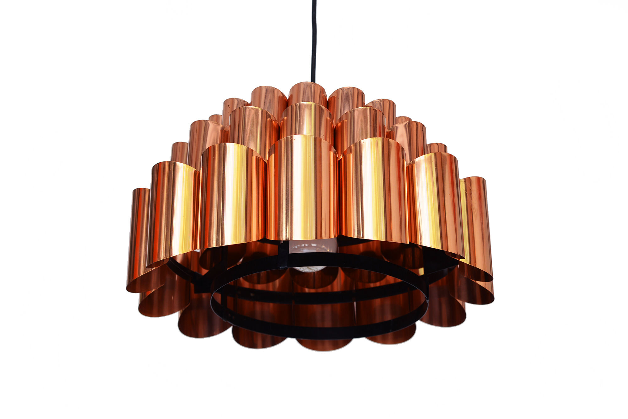 Copper pendant light by Werner Schou for Coronell Electro, Denmark 1960s