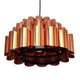 Copper pendant light by Werner Schou for Coronell Electro, Denmark 1960s