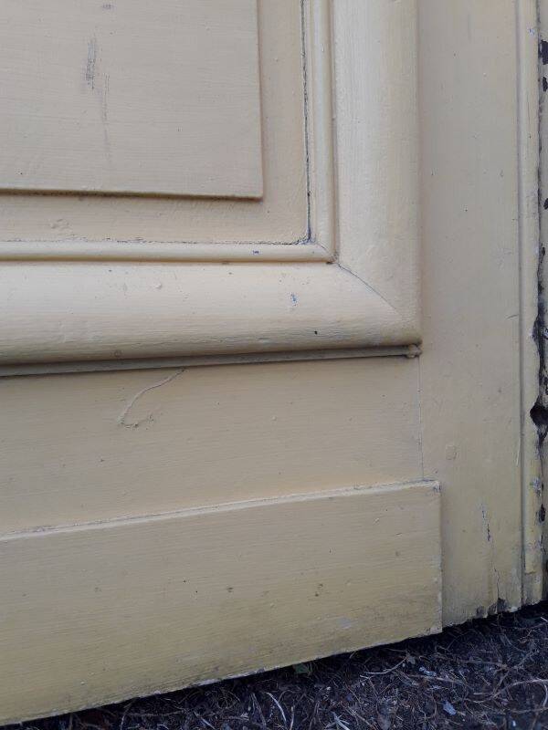 19th century double arched entrance door in oak with grilles and old glass
