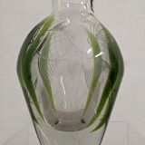Engraved glass vase decorated with fish from the 60s/70s