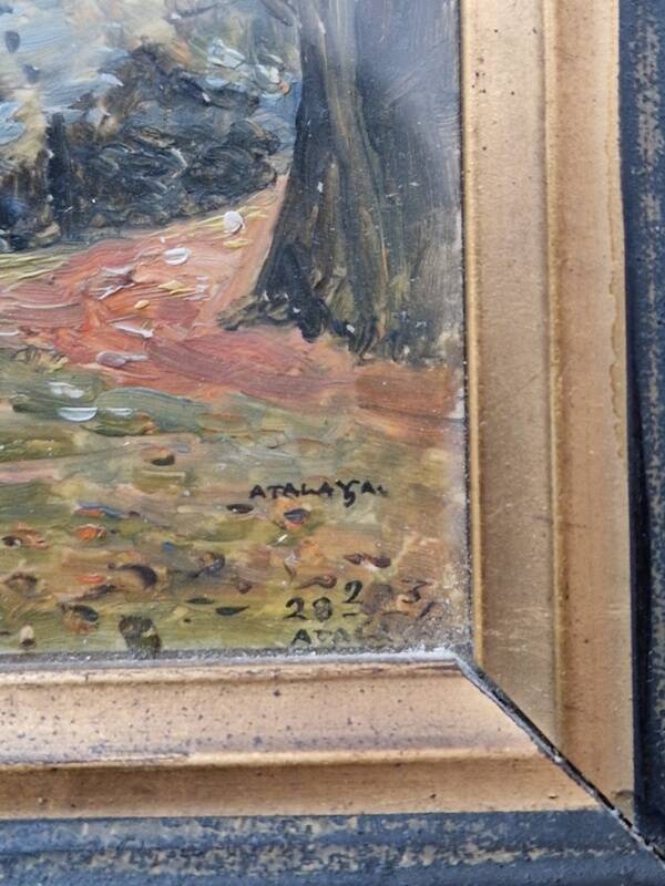 Enrique Atalaya (1851-1914), Spanish painter - Oil on cardboard - Landscape