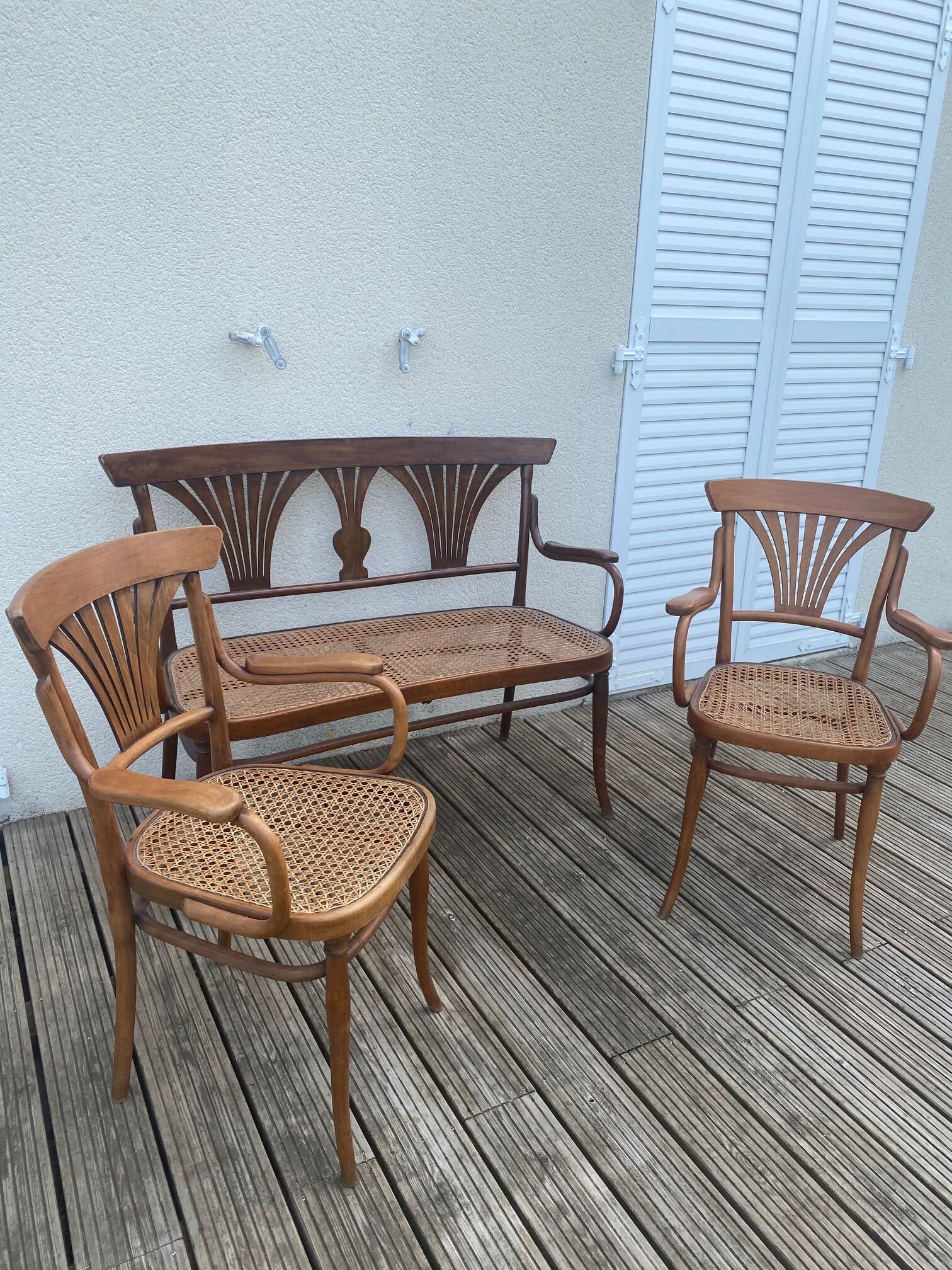 Thonet set bench and two armchairs