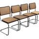 Ensemble de 4 chaises Cesca B32 conçues par Marcel Breuer, cadre marron foncé.